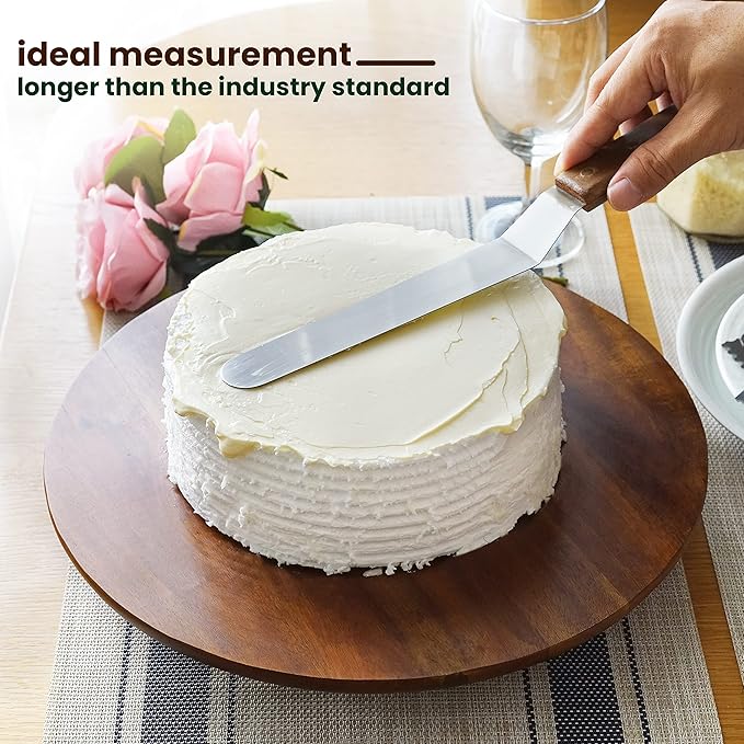 13" Acacia Cake Stand Rotating – Rustic Wood Turntable Pedestal Stands – Wooden Spinning Tables for Food Serving - Round Cake Decorating for Cupcake Dessert Display in Party, Wedding, Birthday