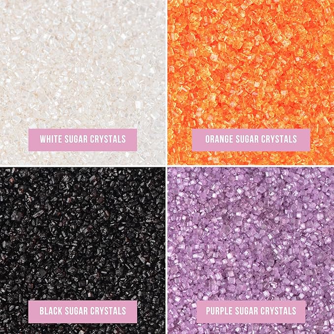 Sweets Indeed Halloween Sugar Sprinkles 4-Pack – 4.52 oz Spooky Sugar Set | White, Orange, Black & Purple Decorating Sugars | Edible Baking Decorations for Cookies, Cupcakes & Cakes