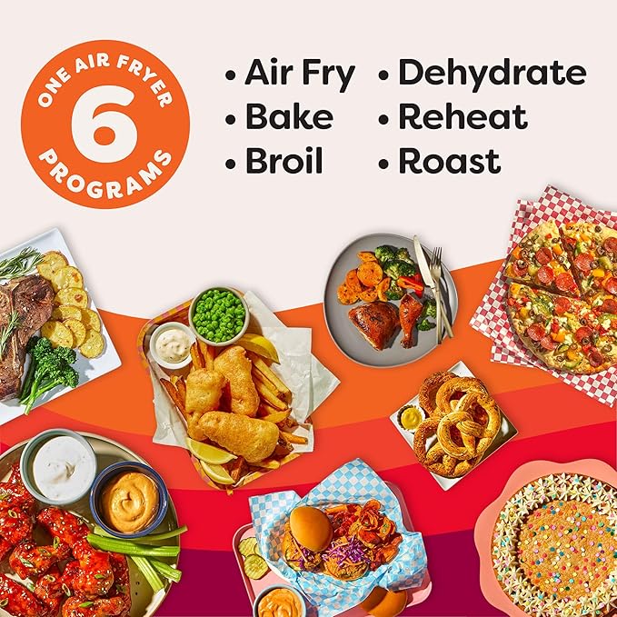 Instant Pot 4QT VORTEX 6-in-1 Mini Air Fryer, Air fry, Bake, Roast, Broil, Dehydrate or Reheat, Rosewater, 4 Quarts