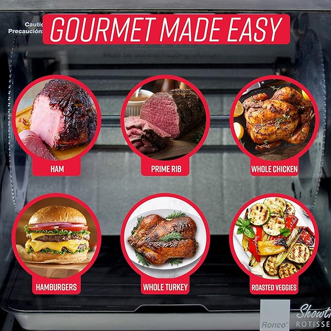 Ronco Modern Rotisserie Oven, Large Capacity (12lbs) Countertop Oven, Multi-Purpose Basket for Versatile Cooking, Easy-to-Use Controls