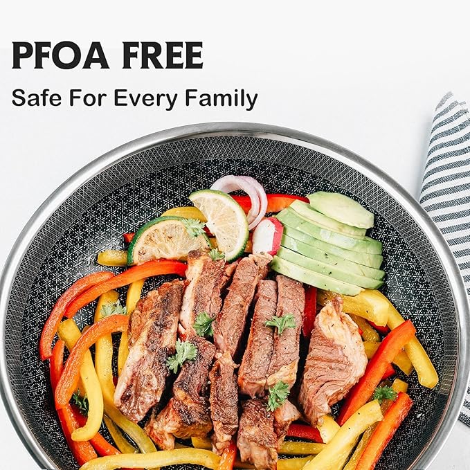 Hybrid Pans Set Nonstick 3 Piece, 8&10&12 Inch Nonstick Frying Pans Set, Dishwasher Induction Oven Broiler Safe Stainless Steel Skillet, PFOA Free Kitchen set