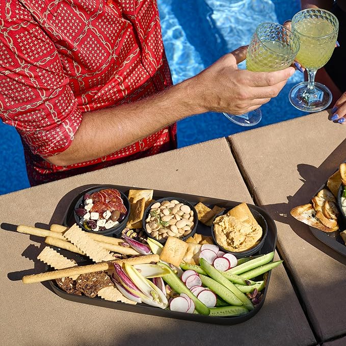madesmart dipware 3 Bowl Serving Tray, Collapsible & Removable Dip Bowls for Charcuterie, Guacomole, Snacks, Veggies, Premium Dishwasher & Microwave Safe, Multipurpose Plate & Bowl, Lime