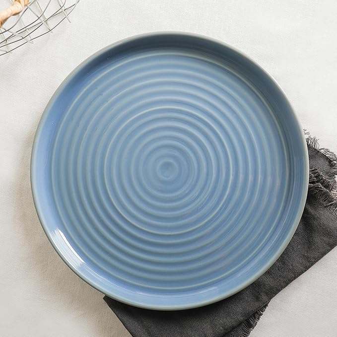 Stone Lain Elica 24-Piece Modern Dinnerware Set Stoneware, Plates and Bowl Sets for 8, Blue and Grey
