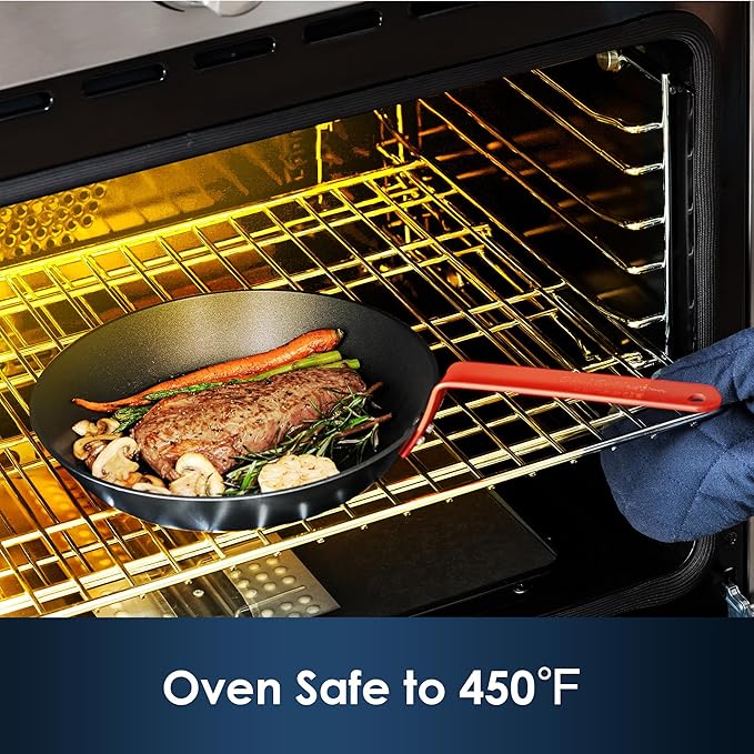 SENSARTE Nonstick Frying Pan Set 3-Piece, Oven Safe Skillets with Swiss Coating, Induction Compatible Chef Pan Set, Dishwasher Safe Cooking Pans, PFOA PFOS Free, 8, 10 and 12 Inch
