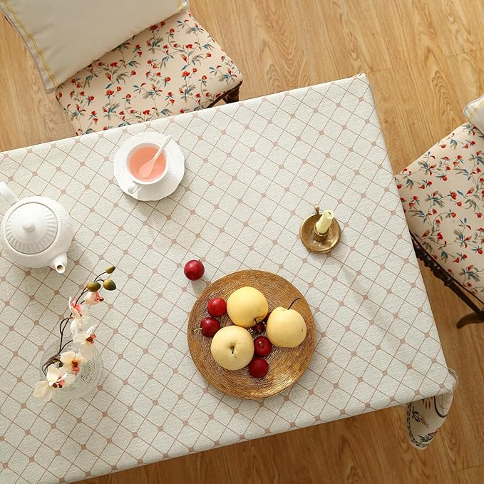 ISAENNE Designer Vintage Linen Floral Long Tablecloth Rectangle,Fall Colorful Modern Table Cloth,Anti-Wrinkle Decor Tablecloths for Dining Thanksgiving Kitchen Christmas,63"*102"-Bertina E