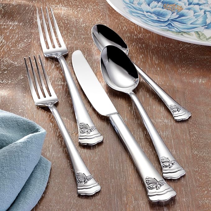 Lenox 896755 Butterfly Meadow II Mirror 65-Piece Flatware Set