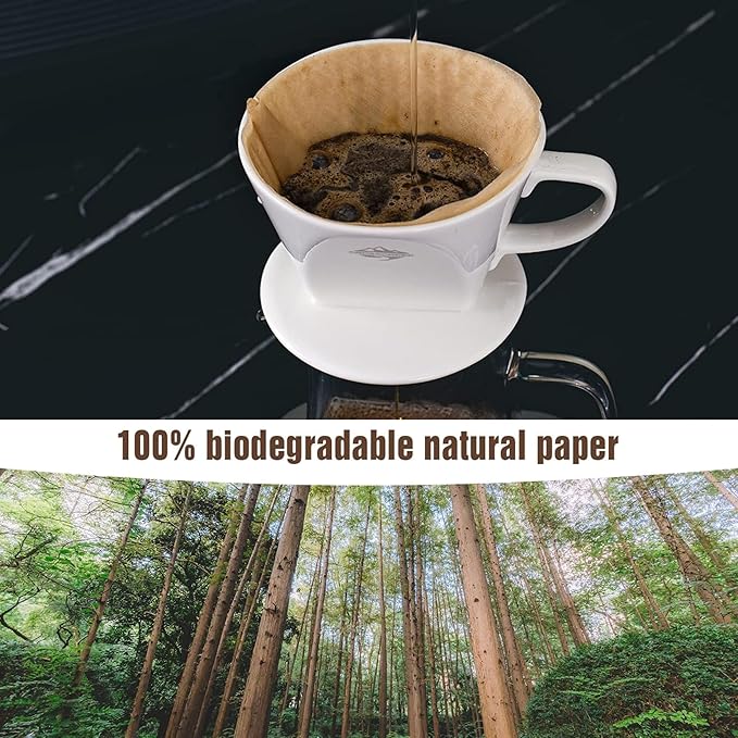 Cafe Le Rou Natural Unbleached Paper Cone Coffee Filters, #4 Size, Brown, 200 Count, for Pour-Over and Drip Coffee Makers'.