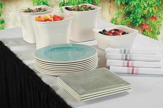 Carlisle FoodService Products Grove Reusable Plastic Plate Square Plate with Rim for Home and Restaurant, Melamine, 10.5 Inches, Buff, (Pack of 12)