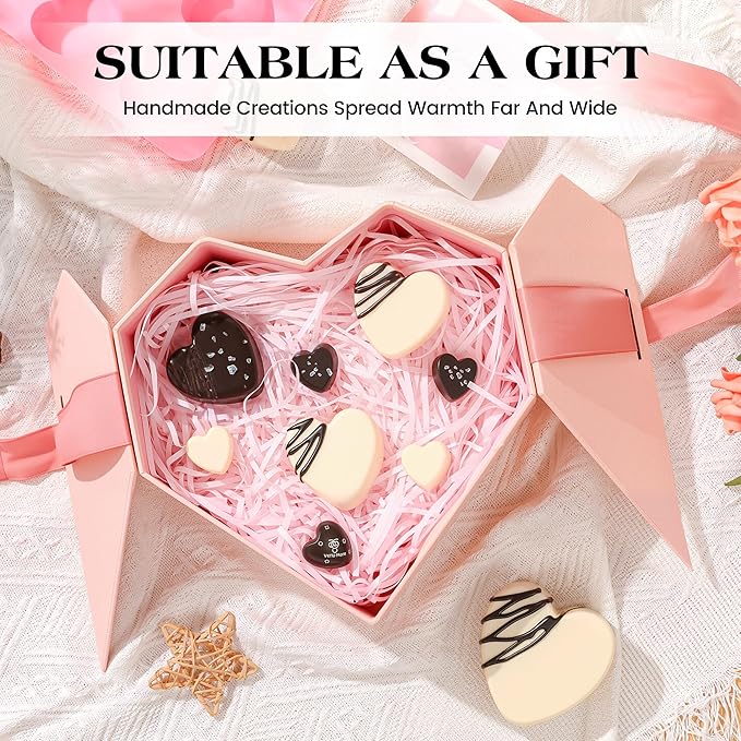 3 Inch Heart Shaped Silicone Molds for Chocolate, Candy, Gummy, Soap (Set of 2, Pink)