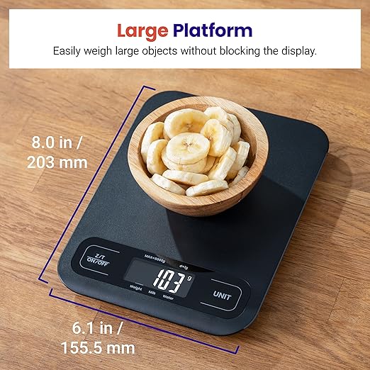 Etekcity Food Kitchen Scale, Digital Mechanical Weighing Scale,Grams and Ounces for Weight Loss, Baking, Cooking, Keto and Meal Prep, Large, Matte Black