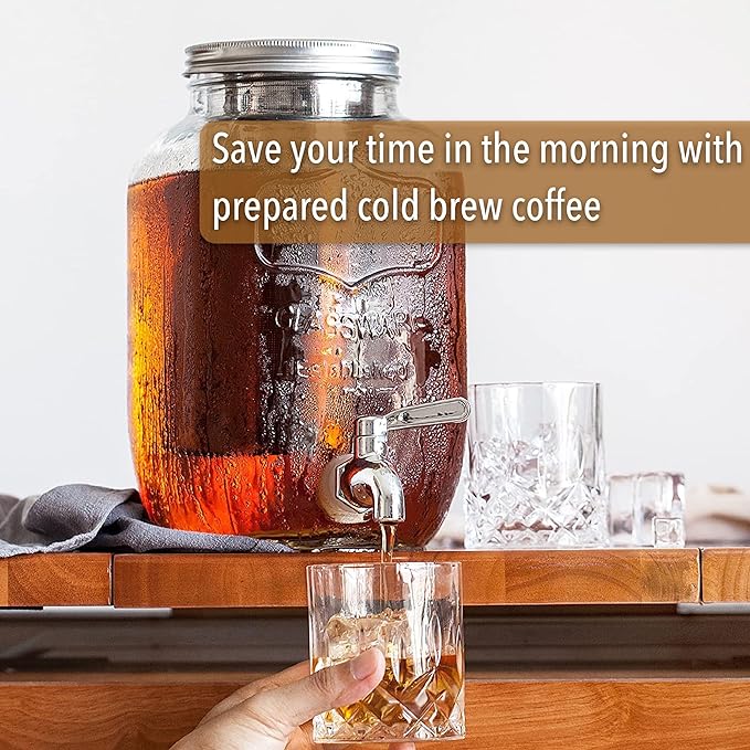 BTaT- Cold Brew Coffee Maker, 1 Gallon, Black, Mason Jar Cold Brew Maker, Cold Brewer Coffee Maker, Cold Brew Mason Jar Coffee Maker, Cold Brew Tea Maker, Iced Coffee Maker, Coffee Cold Brew Maker