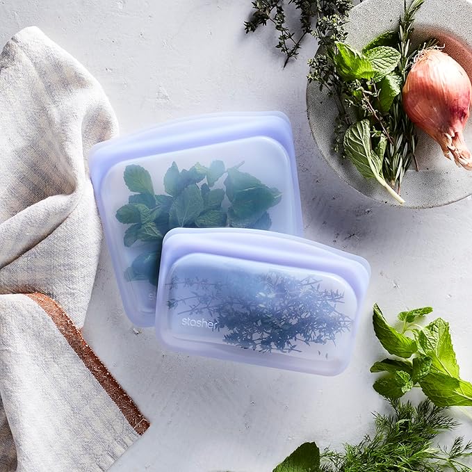 Stasher Premium Silicone Reusable Food Storage Bags, 4-Pack, Multi, Multi-Use Food Storage Bags, Lunch Bag, Travel Containers, BPA Free, Leak-free, Dishwasher-Safe, Eco-friendly