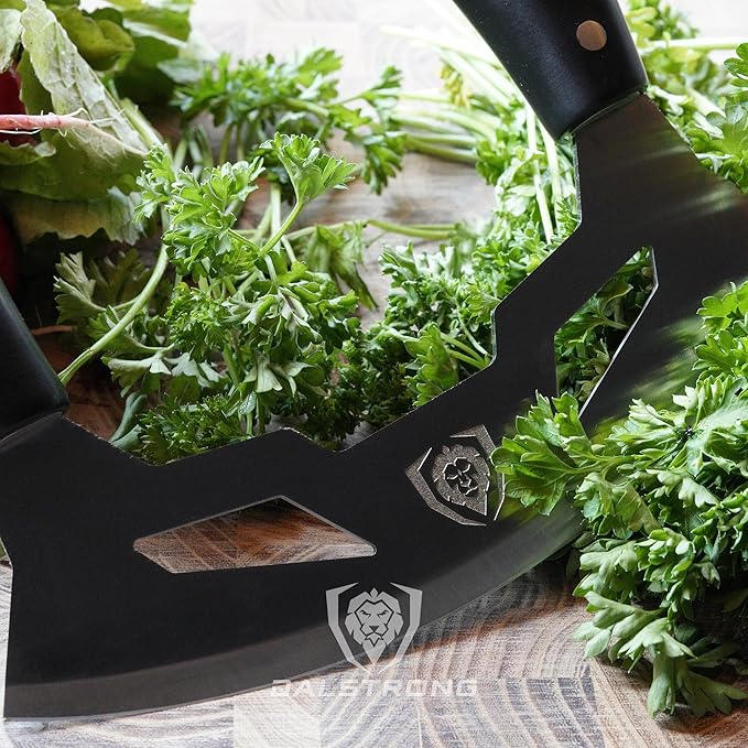 Dalstrong Mezzaluna - 8.5 inch Blade - Gladiator Series - Rocking & Mincing Produce Knife - Black ABS Handle