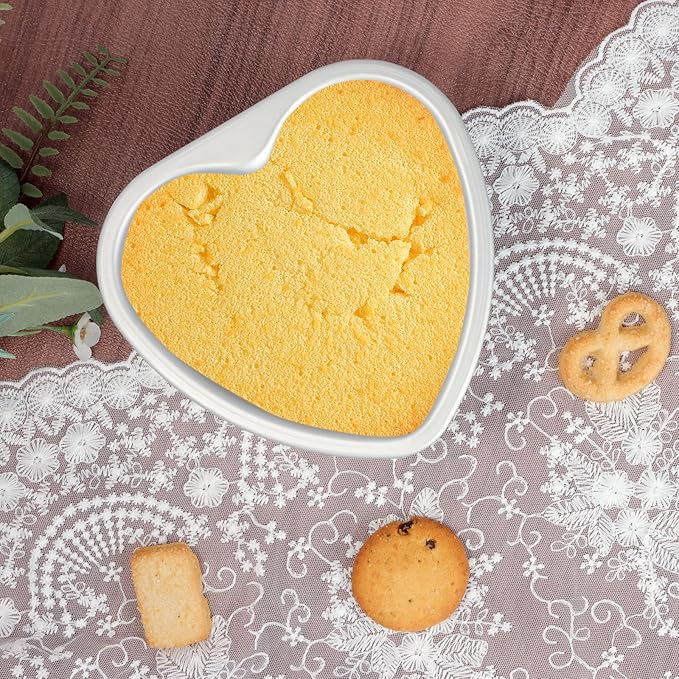 2 pcs Heart Shaped Cake Pan 6 Inch 8 Inch Aluminum Cake Pans Heart Cake Tin Baking Cake Mold for Valentine's Weddings Birthday Party