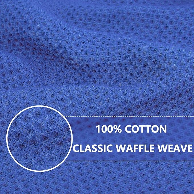 Homaxy 100% Cotton Waffle Weave Kitchen Dish Cloths, Ultra Soft Absorbent Quick Drying Dish Towels, 12 x 12 Inches, 12-Pack, Blueberry
