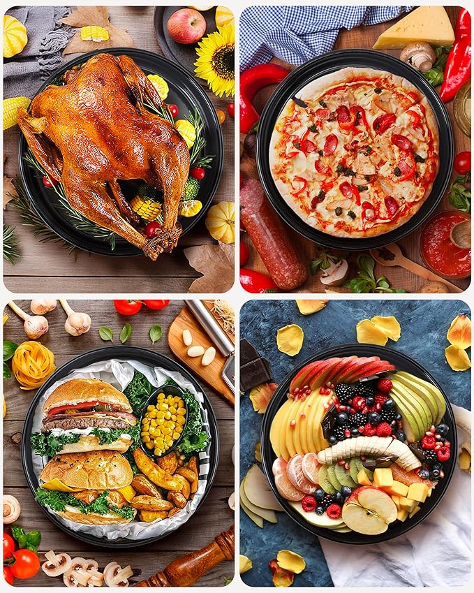 Round Roasting Pans Bakeware 4 Pack Enamelwere Baking Cake Pans Set Casserole Dishes 9/10/12/14inch Turkey Chichen Vegetables Roaster Oven Dishwasher Safe Thanksgivinfg Holiday (Orange)