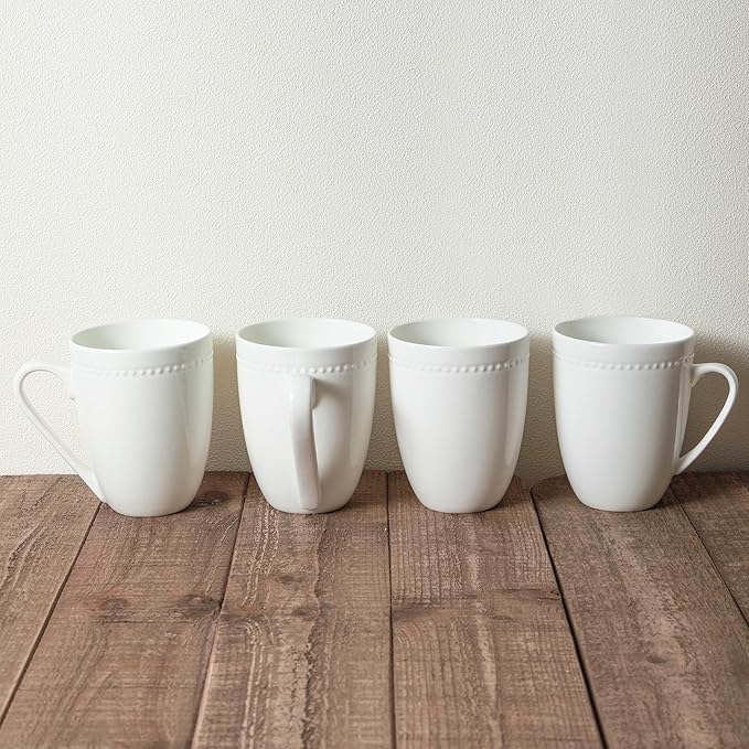 Stone lain Bone China Pinpoint Embossed 32 Piece Dinnerware Set, White