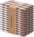 Urban Villa Cloth Napkins 100% Cotton Dinner Napkins Highly Absorbent 20x20 Inches (Set of 12) Brown White Buffalo Checks Reusable Washable Soft Durable Premium Napkins Ideal for Home Wedding Parties