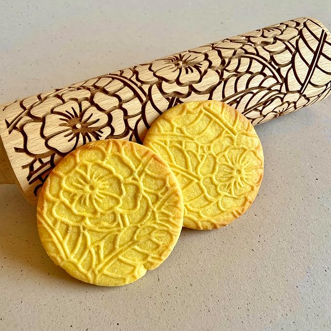 Embossed Rolling Pin for Ceramic DOILY. Clay Roller and Ceramic Stamp for Embossing Pottery. Baking Gifts for Women by Algis Crafts for Embossed Cookies