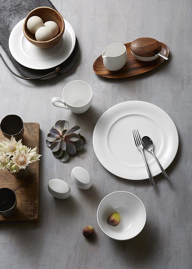 nambe Skye Collection Ceramic 9 Inch Accent Plate, White Plate, Round Dinnerware Dish, Made of Bone China, Microwave and Dishwasher Safe