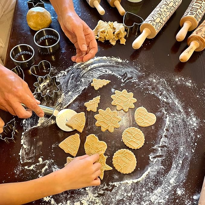 PORTUGUESE TILES Embossed Rolling Pin for Ceramic. Clay Roller and Ceramic Stamp for Embossing Pottery. Baking Gifts for Women by Algis Crafts for Embossed Cookies