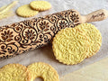 Embossing Rolling Pin FLOWERING VINE. Laser Engraved Dough Roller with Climbing Flowers Pattern for Embossed Cookies or Pottery by Algis Crafts