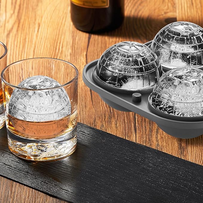 Nax Caki 3D Sphere Ice Cube Molds, Large Silicone Fun Shapes Gifts for Men Women, Whiskey Ice Cube Mold for Cocktails, Bourbon,Brandy, Whiskey Gifts for Men