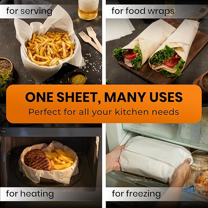 120 Pcs 16x24 Inch Parchment Paper Sheets by Baker's Signature | Parchment Baking Paper, Parchment Paper - Perfect for Baking, Precut Non-Stick Sheets, Eco-Friendly, Will Not Curl or Burn