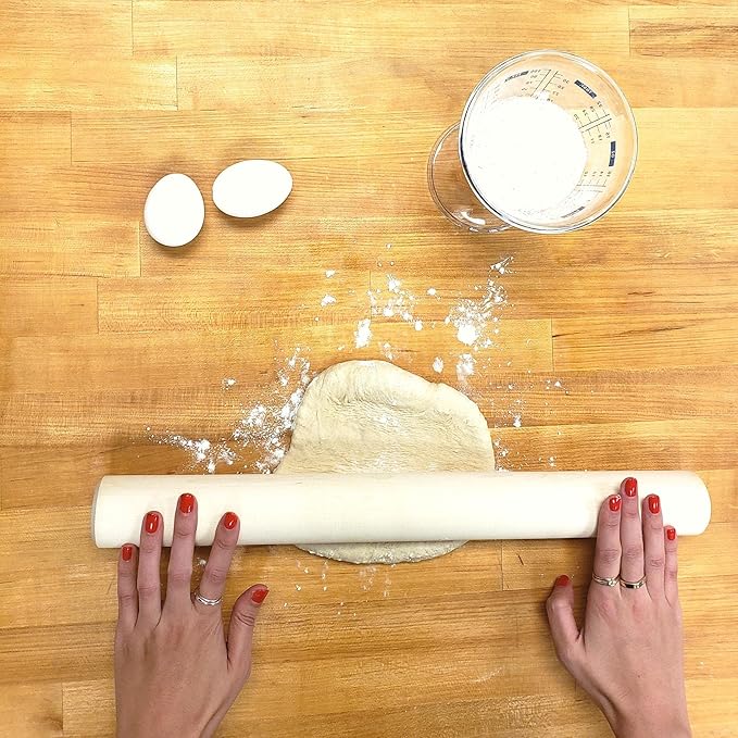 Frieling Rolling Pins for Baking - 2-in x 18.5-in, Natural Maple Wood - Pizza Dough Roller - Straight Pin for Pastry & Cookies