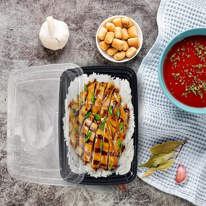 Ruthy's Outlet Meal Prep Containers W/Lids -Square Food Storage – BPA-Free| Stackable | Microwave | Freezer & Dishwasher Safe | Reusable Lunch Bento Box Portion Control & Planning (100 Pack, 12 oz)