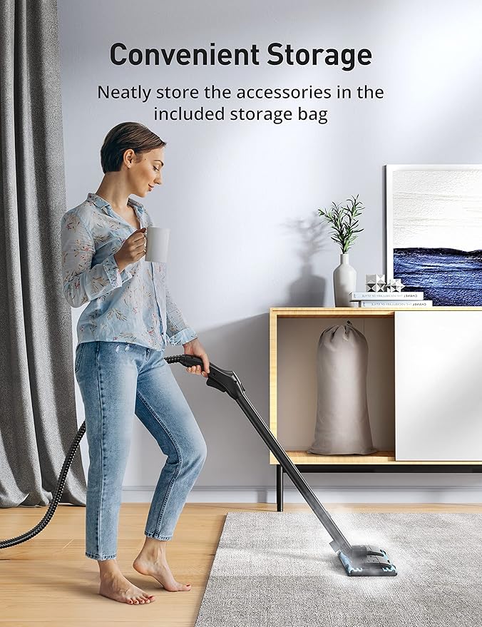 Steam Cleaner, 293°F 58 PSI Powerful Multipurpose Handheld Steam Mop for Home Use, 21 Attachments, 50Oz Capacity, Heavy Duty Steamer for Carpets, Floors, Cars, Tiles, Crack Cleaning, Titanium