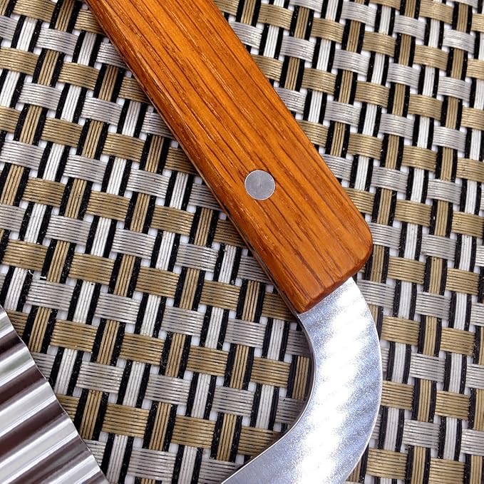 Guardians Crinkle Chopper, Wavy Potato Soap Cutting Tool French Fry Slicer Stainless Steel Blade Wooden Handle Serrator Chopping Knife, Set of 2