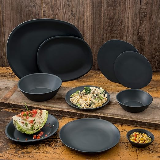 Carlisle FoodService Products Ridge Reusable Plastic Bowl for Home and Restaurant, Melamine, 22 Ounces, Slate, (Pack of 12)