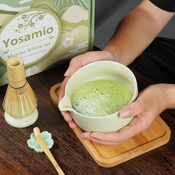 Matcha Whisk Set, 9-Piece Matcha Kit with Bowl (Chawan), Whisk and Holder – Ceramic Matcha Tea Set for Making Matcha Latte – Matcha Set for Starters with Tray and Storage Bag