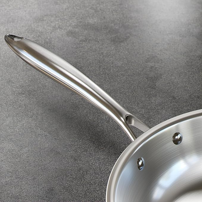 Verel Stainless Steel Frying Pan Set 3 Piece - 8 Inch, 10 Inch and 12 Inch Fry Skillet Stainless Steel Pan, Dishwasher and Oven Safe Cookware (12 Inch)