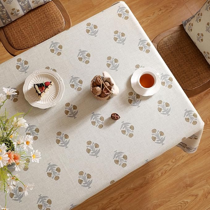 patdrea Designer French Beige Tablecloth for Square Table,Vintage Linen Yellow Floral Pattern Tablecloths,Decoration Table Cover for Kitchen Dining Christmas,Thanksgiving,67"x67"-Istana a