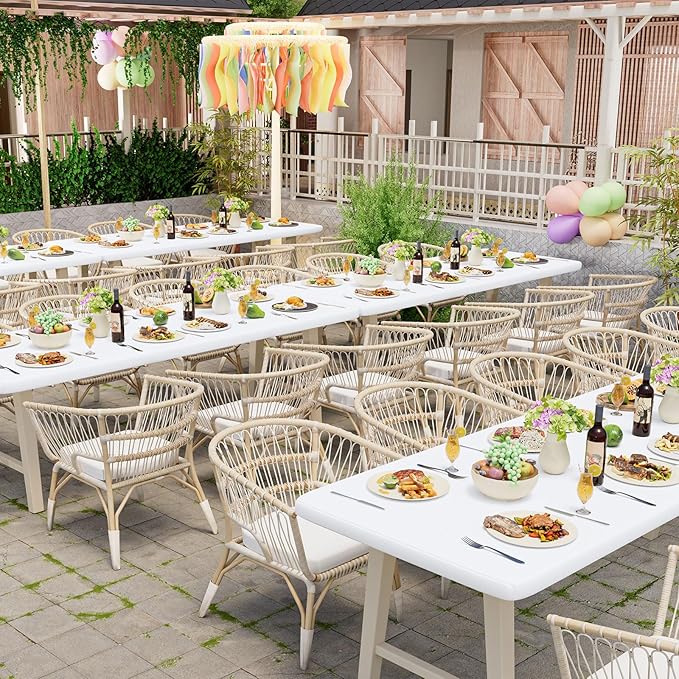 homing Rectangle Table Cloth Cover, Waterproof Polyester Elastic Fitted Tablecloth, Fits for 4 Foot Folding Tables, Washable Table Protector for Picnic, Camping, Outdoor (White, 24" x 48")