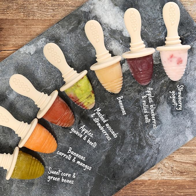 PrimaStella Silicone Petite Pops - Baby Popsicle Mold - BPA Free - Dishwasher Safe - 4 months+ (Sage Green Teether Pops)