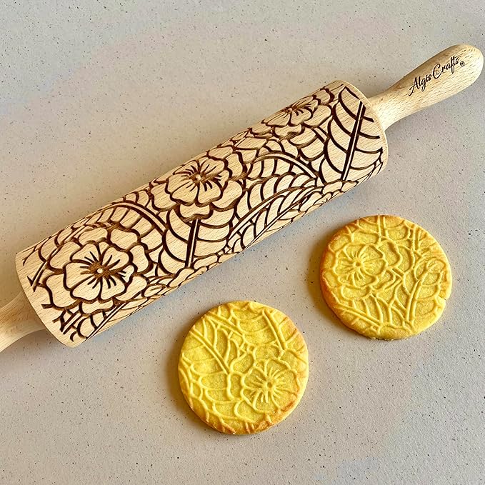 Embossed Rolling Pin for Ceramic DOILY. Clay Roller and Ceramic Stamp for Embossing Pottery. Baking Gifts for Women by Algis Crafts for Embossed Cookies