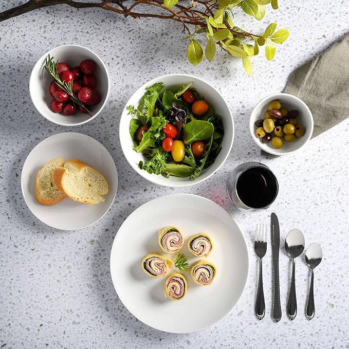 Gibson Home All U Need 60 Piece Plates, Bowls, Glassware, Forks, Spoons, and Knives (Service for 6) Dinnerware Set
