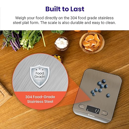 Etekcity Food Nutrition Kitchen Scale, Digital Grams and Ounces for Weight Loss, Baking, Cooking, Keto and Meal Prep, Large, 304 Stainless Steel