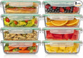 Fusion Gourmet 8 Pack 35 oz Glass Storage Containers with Lids - Airtight, Leakproof, Oven, Microwave & Freezer Safe, Stain & Odor Resistant, Reusable Meal Prep Containers (16-Piece)