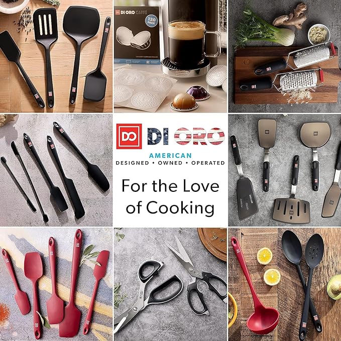 DI ORO Silicone Spatula - 600°F Heat-Resistant Rubber Kitchen Spatula for Baking, Scraping, & Mixing - BPA Free Nonstick Cookware Safe Flexible Utensil for Cooking - Seamless & Dishwasher Safe (Stone)