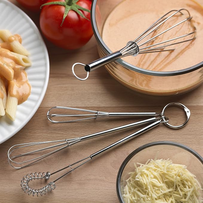 Fox Run Mini Whisks, Chrome Plated, Set of 4, Metallic, 8 x 2 x 1.75 inches