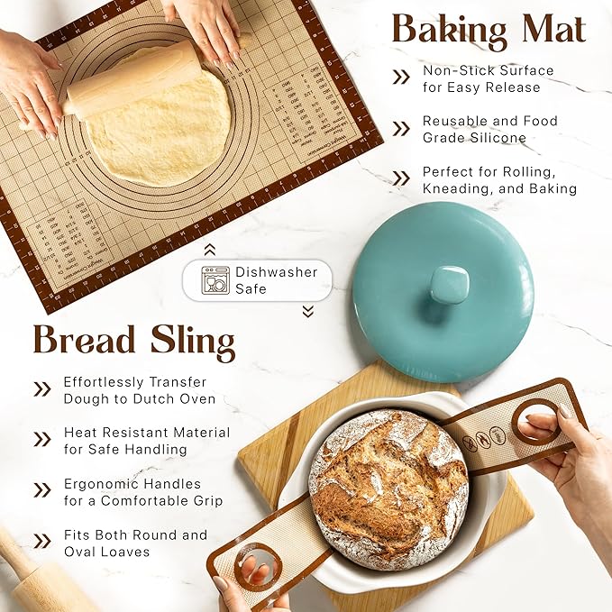Sourdough Starter Kit with 10" Round & 11" Oval Banneton Proofing Basket and 34oz Starter Jar - Beginner-Friendly Sourdough Bread Baking Supplies and Baking Gifts for Women, Men, and Bread Bakers
