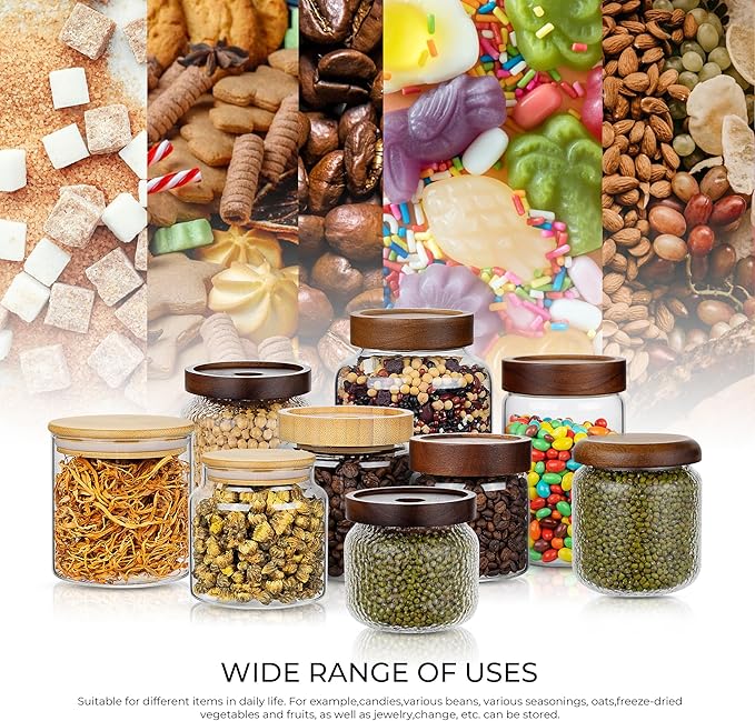 1PC Glass Storage Jars with Airtight Lids, 28 fl oz (850ml) coffee container with Wooden Lid, Glass Pantry Canister for Beans, Rice, Sugar and etc