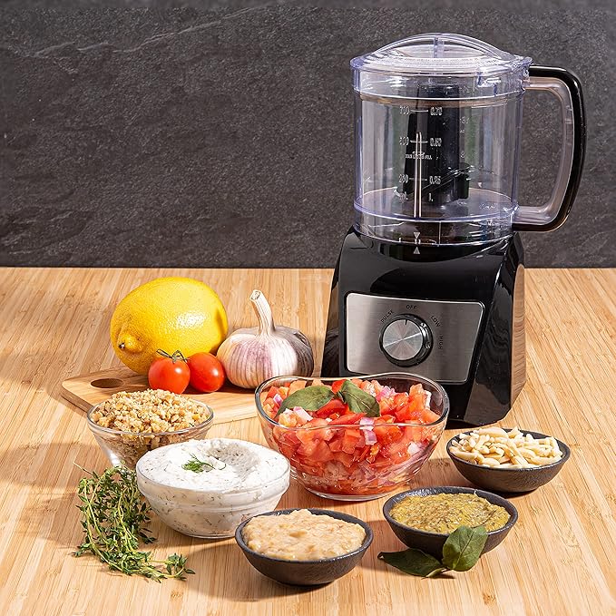 Moss & Stone 3 Cup Mini Food Processor, Strong Vegetable Chopper for Dicing, Chopping, Mincing, & Puree 300 Watts Mini Chopper With 2 Speeds, Perfect Baby Food Processor Black