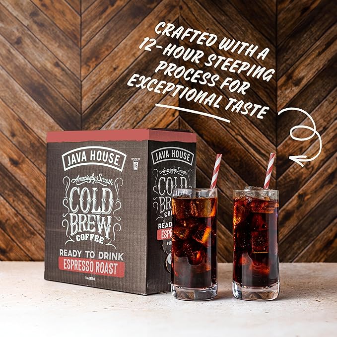 Java House Cold Brew Coffee on Tap (Pack of 2) – Premium 100% Arabica Dark Roast – Smooth Espresso Flavor with Dark Chocolate Notes – 1 Gallon Box (16 Servings) – Ready to Drink, No Brewing Required, Fridge-Friendly