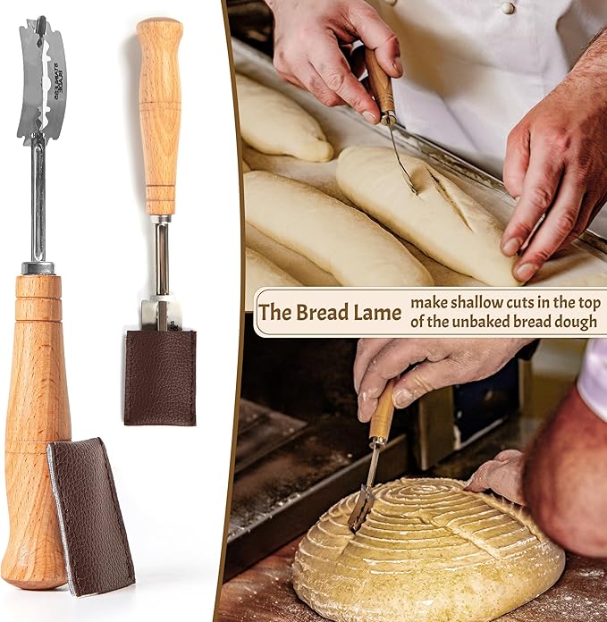 Sourdough Bread Baking Supplies Starter Kit, Banneton Proofing Basket Round 9" Set of 2, Perfect Basket Gift Set