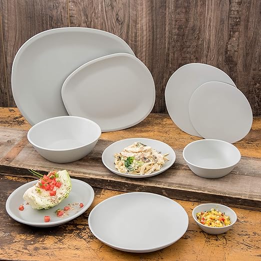 Carlisle FoodService Products Ridge Reusable Plastic Bowl for Home and Restaurant, Melamine, 52 Ounces, Cement, (Pack of 12)